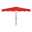 Safavieh Zimmerman 6.5x10 Ft Rect  Metal and Fabric Market Umbrella in Red/White