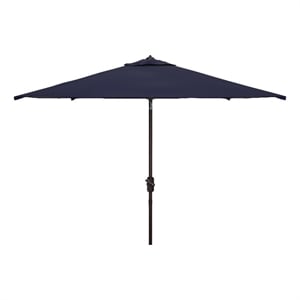 Safavieh Kamen 6.5Ft X 10Ft Metal Auto Tilt Rectangle Market Umbrella in Navy
