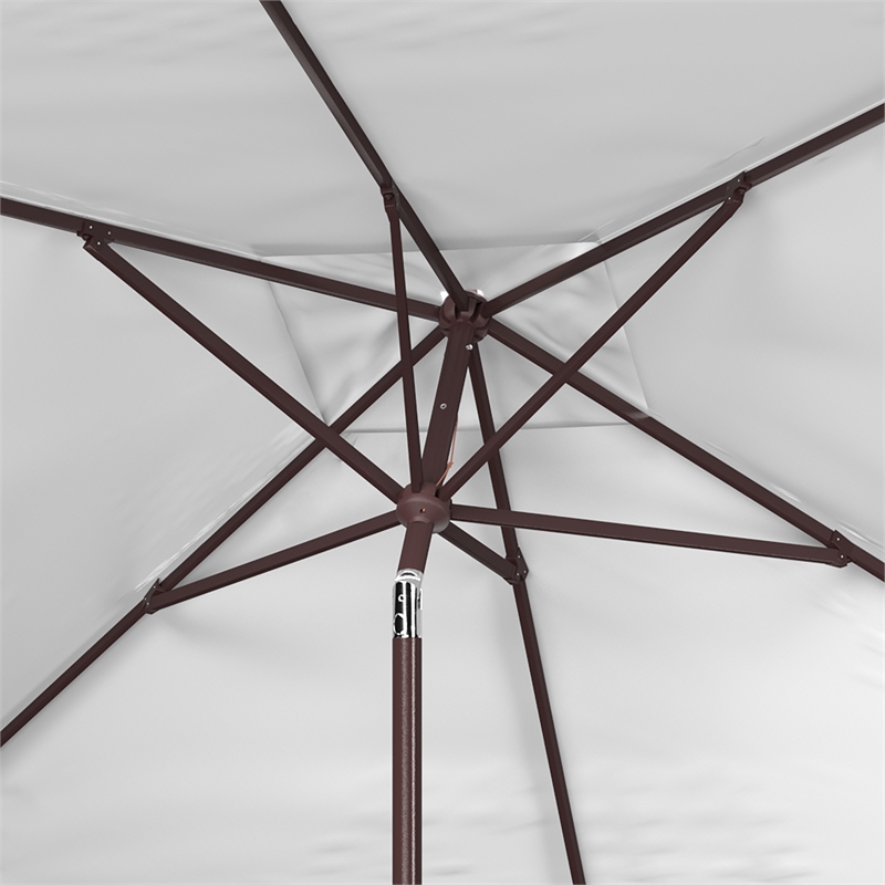 Safavieh Kamen 6.5Ft x10Ft Metal Auto Tilt Rectangle Market Umbrella in White