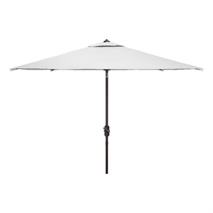 Safavieh Kamen 6.5Ft x10Ft Metal Auto Tilt Rectangle Market Umbrella in White