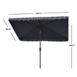 Safavieh Elegant Valance 6.5x10Ft Rect Metal and Fabric Umbrella in Navy / White