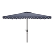 Safavieh Elegant Valance 6.5x10Ft Rect Metal and Fabric Umbrella in Navy / White