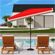 Safavieh Milan Fringe 6.5x10Ft Rect Metal and Fabric Crank Umbrella in Red