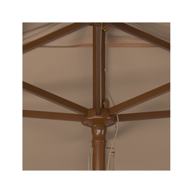 Safavieh Aklin 6.5Ft x 10Ft Wood Rectangle Umbrella in Beige