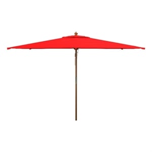 Safavieh Aklin 6.5Ft X 10Ft Wood Rectangle Umbrella in Red