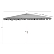 Safavieh Venice 6.5x10Ft Rect Metal and Fabric Crank Umbrella in Gray