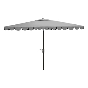 Safavieh Venice 6.5x10Ft Rect Metal and Fabric Crank Umbrella in Gray