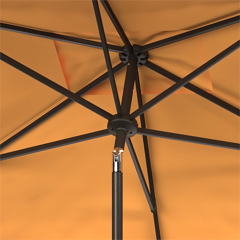 Safavieh Venice 6.5x10Ft Rect Metal and Fabric Crank Umbrella in Yellow