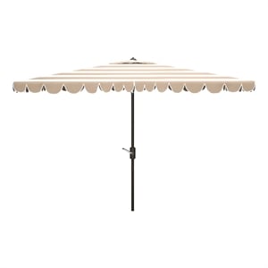 Safavieh Vienna 6.5Ft x 10Ft Rectangle Metal Crank Umbrella in Beige / White