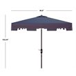 Safavieh Zimmerman 7.5 Ft Square Metal and Fabric Market Umbrella in Navy/ White