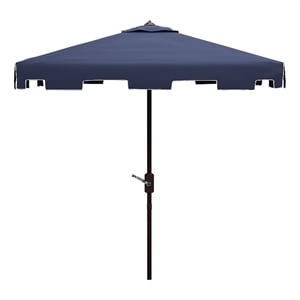 Safavieh Zimmerman 7.5 Ft Square Metal and Fabric Market Umbrella in Navy/ White