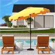 Safavieh Zimmerman 7.5 Ft Square Metal and Fabric Market Umbrella inYellow/White