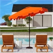 Safavieh Zimmerman 7.5 Ft Square Metal and Fabric Market Umbrella inOrange/White