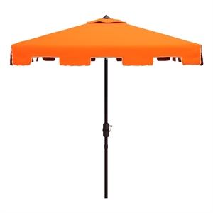 Safavieh Zimmerman 7.5 Ft Square Metal and Fabric Market Umbrella inOrange/White