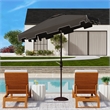 Safavieh Zimmerman 7.5 Ft Square Metal and Fabric Market Umbrella in Black/White