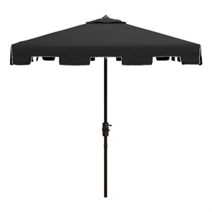 Safavieh Zimmerman 7.5 Ft Square Metal and Fabric Market Umbrella in Black/White