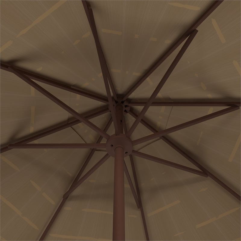 Safavieh Nemery 11 Ft Tiki Metal and Fabric Umbrella in Brown
