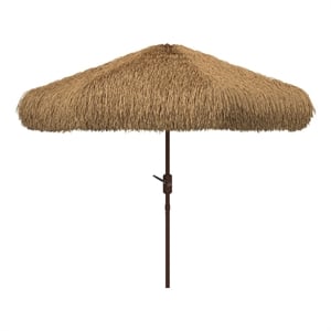 Safavieh Nemery 11 Ft Tiki Metal and Fabric Umbrella in Brown