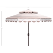 Safavieh Vienna 9Ft Double Top Metal and Fabric Crank Umbrella in Beige / White