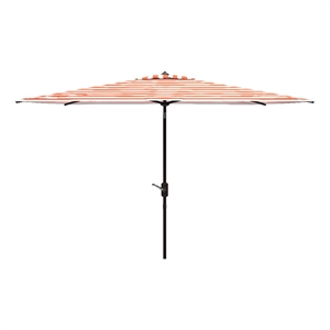 Safavieh Iris Fashion Line 6.5x10Ft Rect Metal and Fabric UmbrellainOrange/White