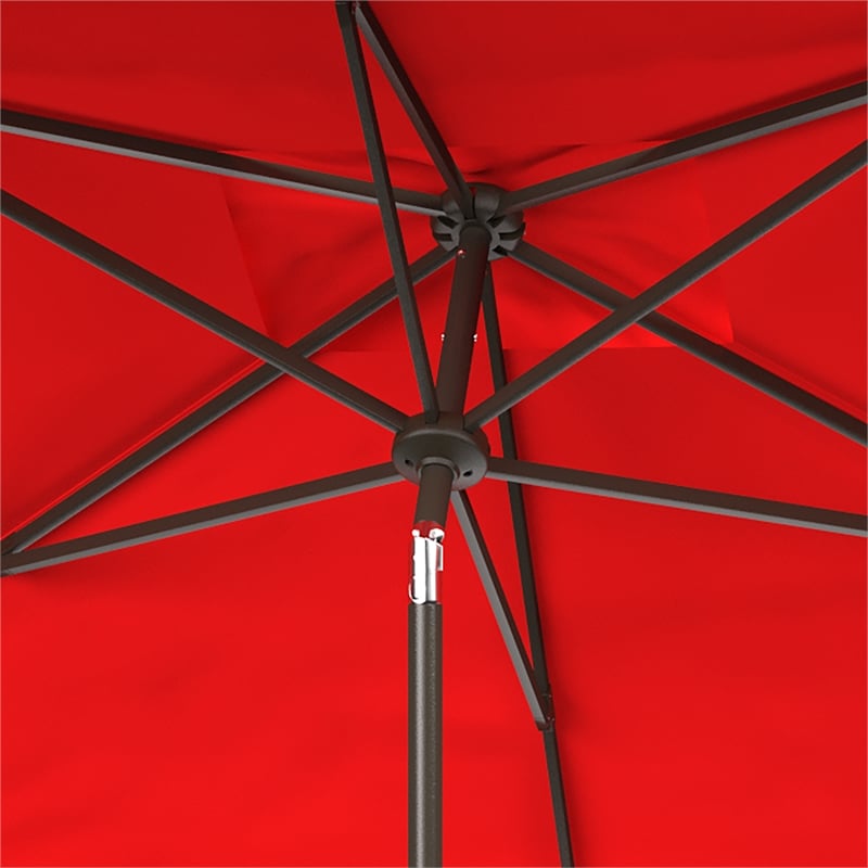 Safavieh Elegant Valance 6.5x10Ft Rect Metal and Fabric Umbrella in Red