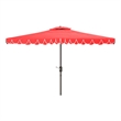 Safavieh Elegant Valance 6.5x10Ft Rect Metal and Fabric Umbrella in Red