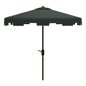 Safavieh Zimmerman 7.5 Ft Square Metal and Fabric Market Umbrella in Green
