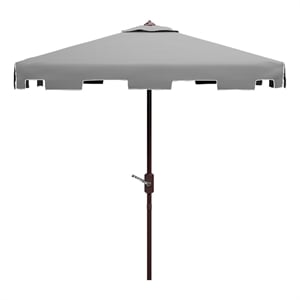 Safavieh Zimmerman 7.5 Ft Square Metal and Fabric Market Umbrella in Gray /White