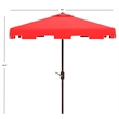 Safavieh Zimmerman 7.5 Ft Square Metal and Fabric Market Umbrella in Red / White