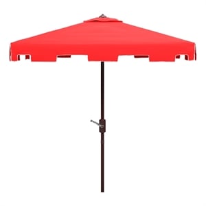 Safavieh Zimmerman 7.5 Ft Square Metal and Fabric Market Umbrella in Red / White