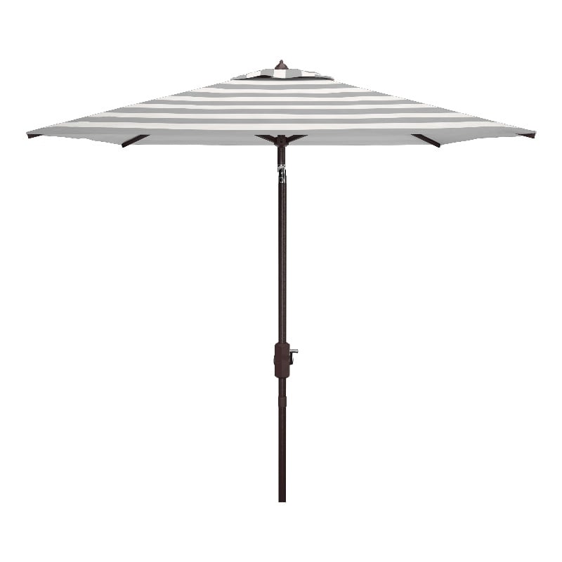 Safavieh Iris Fashion Line 7.5 Ft Square Metal and Fabric Umbrella in Gray/White