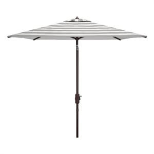 Safavieh Iris Fashion Line 7.5 Ft Square Metal and Fabric Umbrella in Gray/White