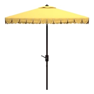 Safavieh Elegant Valance 7.5 Ft Square Metal and Fabric Crank Umbrella in Yellow