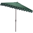 Safavieh Elegant Valance 7.5 Ft Square Aluminum Umbrella in Green / White
