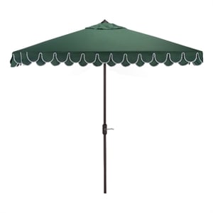 Safavieh Elegant Valance 7.5 Ft Square Aluminum Umbrella in Green / White