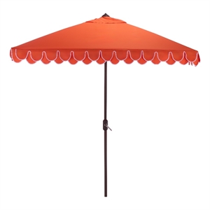 Safavieh Elegant Valance 7.5 Ft Square Aluminum Umbrella in Orange / White