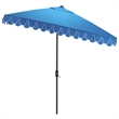 Safavieh Elegant Valance 7.5 Ft Square Aluminum Umbrella in  Blue / White