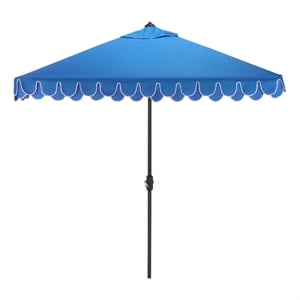 Safavieh Elegant Valance 7.5 Ft Square Aluminum Umbrella in  Blue / White