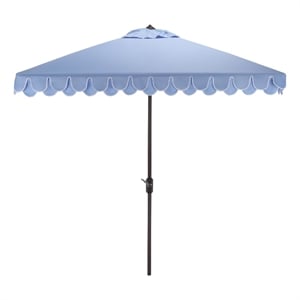 Safavieh Elegant Valance 7.5 Ft Square Aluminum Umbrella in Baby Blue / White