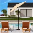 Safavieh Athens 7.5 Ft  Square Metal and Fabric Crank Umbrella in Beige / White