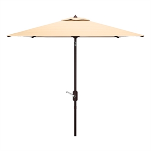 Safavieh Athens 7.5 Ft  Square Metal and Fabric Crank Umbrella in Beige / White