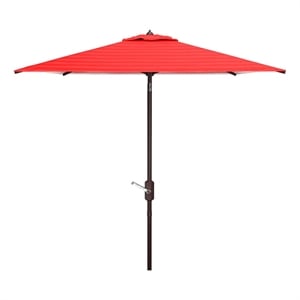 Safavieh Athens 7.5 Ft  Square Metal and Fabric Crank Umbrella in Red