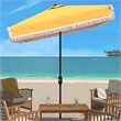 Safavieh Milan Fringe 7.5 Ft Square Metal and Fabric Crank Umbrella in Yellow