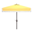 Safavieh Milan Fringe 7.5 Ft Square Metal and Fabric Crank Umbrella in Yellow