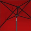 Safavieh Milan Fringe 7.5 Ft Square Metal and Fabric Crank Umbrella in Red