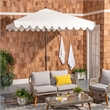 Safavieh Venice 7.5 Ft Square Metal and Fabric Crank Umbrella in Ivory / Black