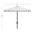 Safavieh Venice 7.5 Ft Square Metal and Fabric Crank Umbrella in Ivory / Black