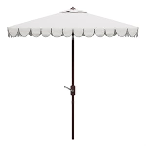 Safavieh Venice 7.5 Ft Square Metal and Fabric Crank Umbrella in Ivory / Black