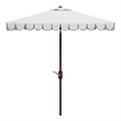 Safavieh Venice 7.5 Ft Square Metal and Fabric Crank Umbrella in Ivory / Black