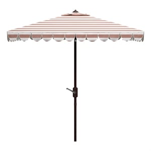 Safavieh Vienna 7.5Ft Square Metal and Fabric Crank Umbrella in Beige / White
